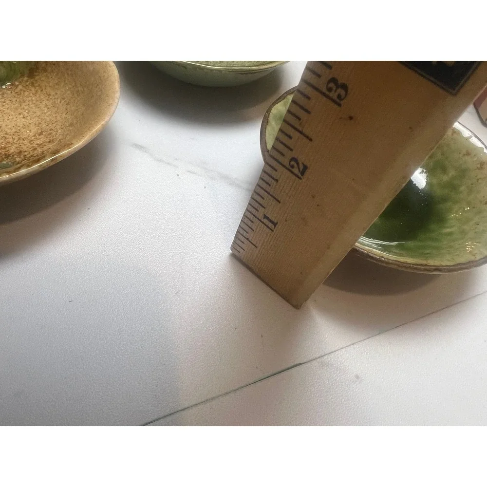 Handmade Ceramic Dipping Bowls‎ Set of 3 Green Brown Reactive Glaze Small 4 inch
